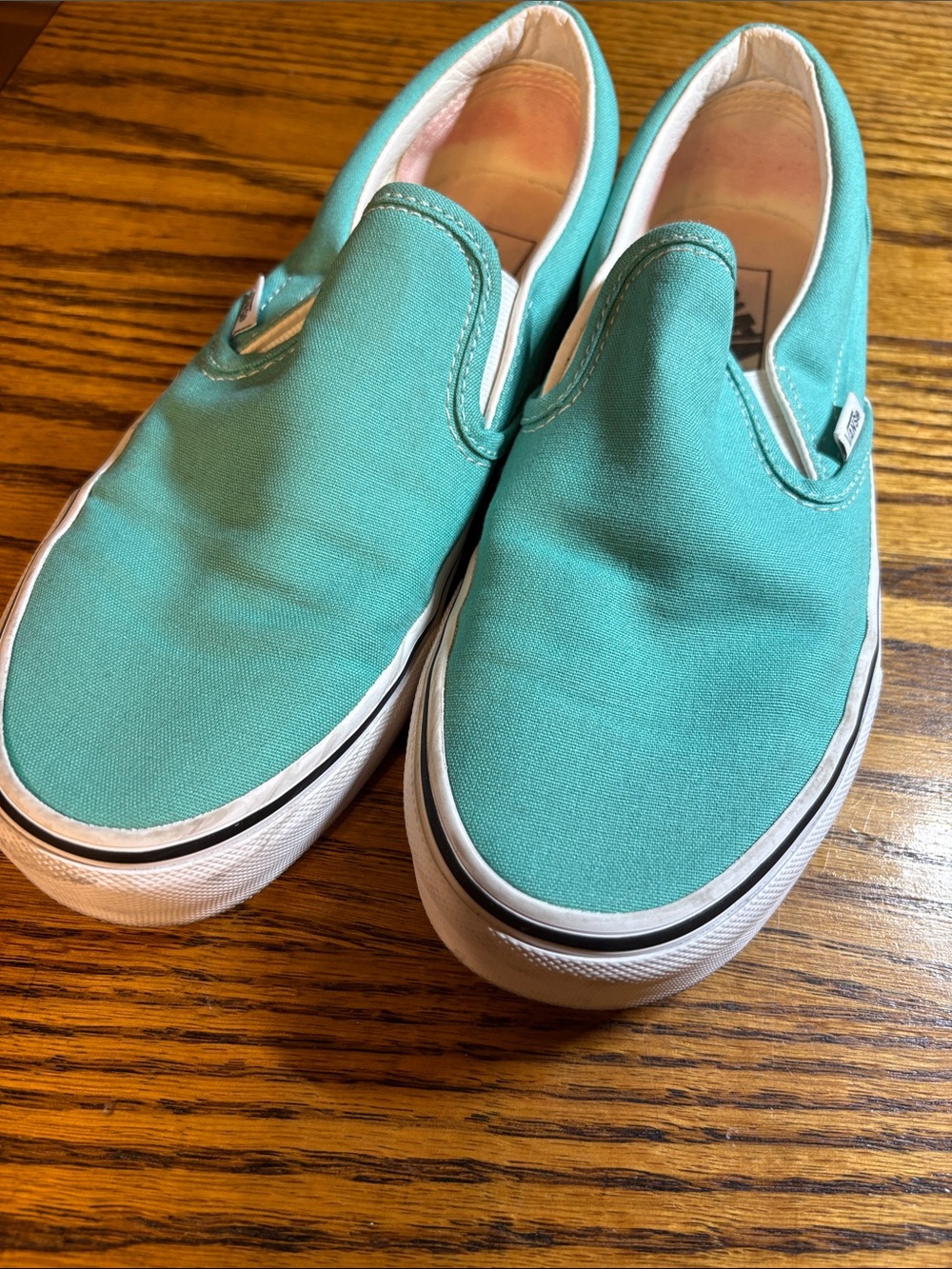 Vans Slip-On Athletic Shoes in Teal and White - Picture 4 of 7